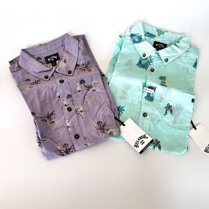 2 NEW Billabong Sundays Mini Boys Hawaiian Shirts Boys Size Youth Small Easter